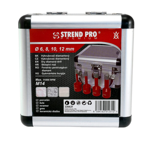 Set 4 carote diamantate, M14, 6-12 mm, Strend Pro - imagine 3