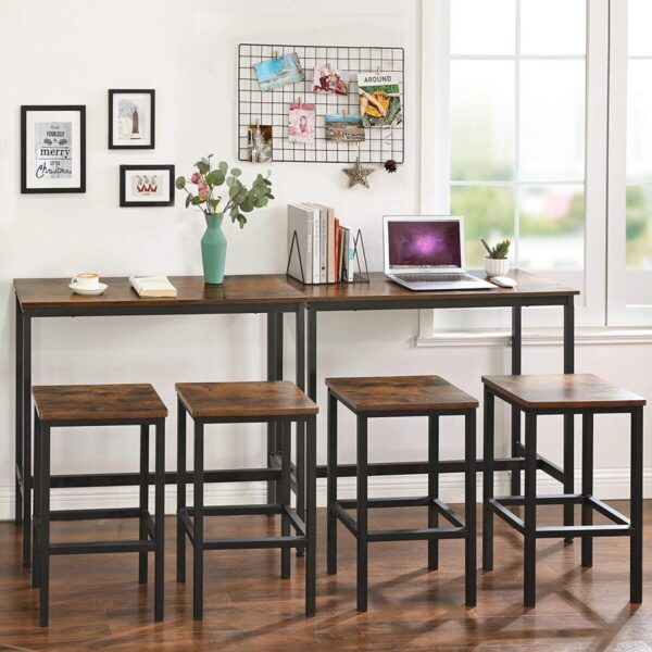 Masa pentru bucatarie/living/bar, Artool, inalta, pal si otel, maro rustic, 100x40x90 cm - imagine 2