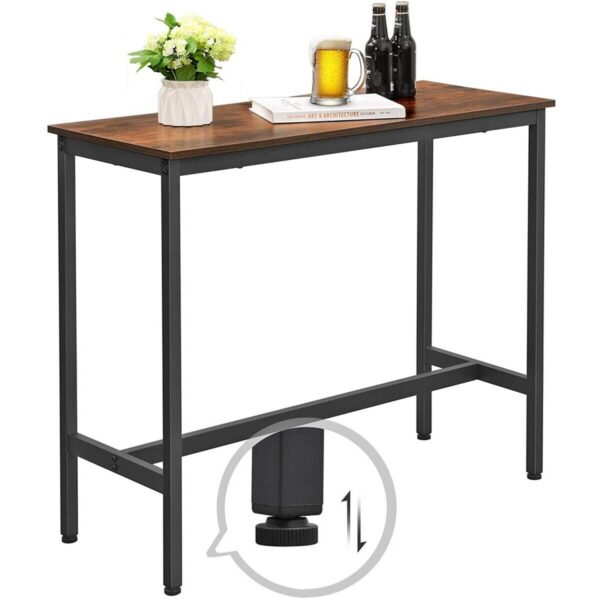 Masa pentru bucatarie/living/bar, Artool, inalta, pal si otel, maro rustic, 100x40x90 cm - imagine 4
