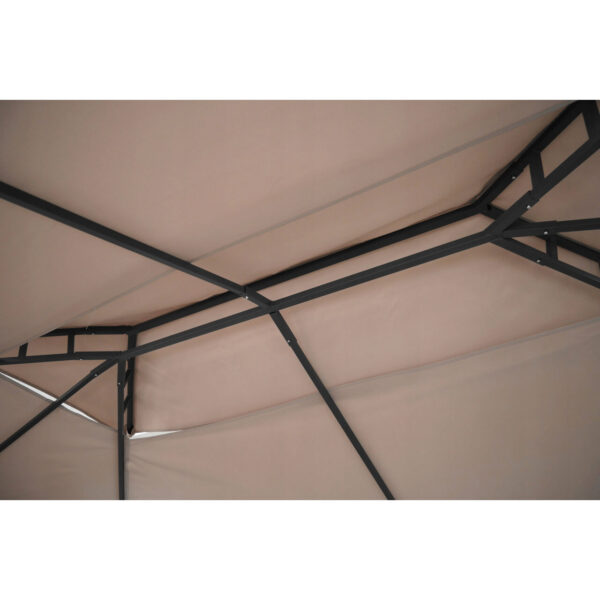 Pavilion/foisor pentru gradina/terasa, cadru metalic, cu perdele, crem, 4x2.8x2.7 m - imagine 6