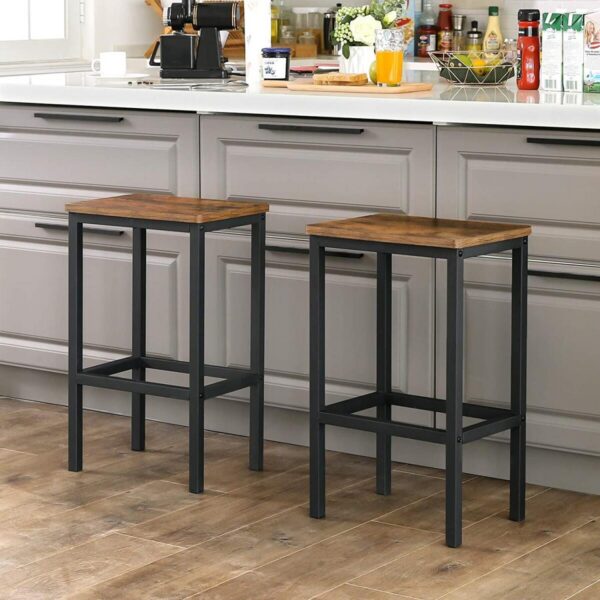 Set 2 scaune de bucatarie/bar, Artool, pal si otel, maro rustic, negru, 40x30x65 cm - imagine 5