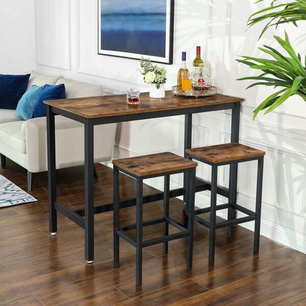 Set 2 scaune de bucatarie/bar, Artool, pal si otel, maro rustic, negru, 40x30x65 cm - imagine 3