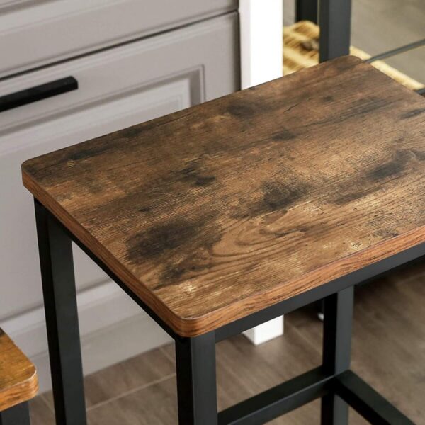 Set 2 scaune de bucatarie/bar, Artool, pal si otel, maro rustic, negru, 40x30x65 cm - imagine 2