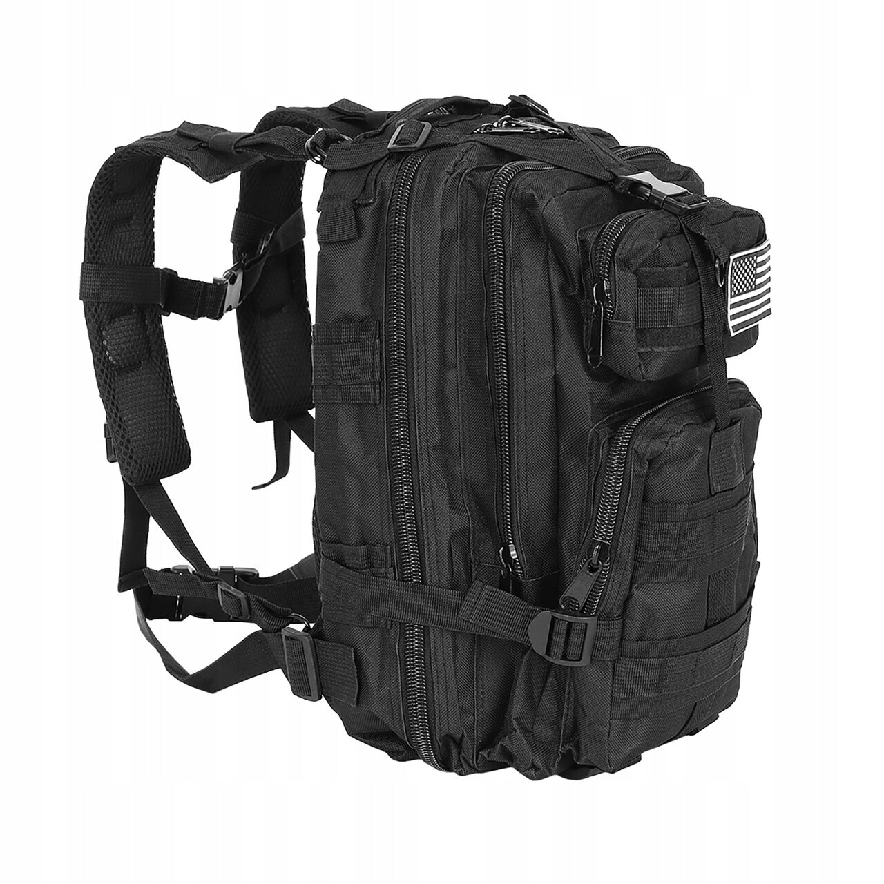 206481881_big.jpg Ghiozdan/rucsac tactic, 5 compartimente, poliester 600D, negru, 26 L, 28x16x44 cm, Trizand - imagine 1