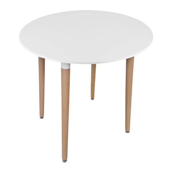 Masa stil scandinav, Artool, Kami, rotunda, MDF si lemn, alb, 80x74 cm - imagine 1