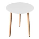 Masa stil scandinav, Artool, Kami, rotunda, MDF si lemn, alb, 60x74 cm