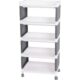 Comoda/raft plastic, MagicHome, pe roti, 5 polite, gri si alb, max 25 kg, 49x29x97 cm