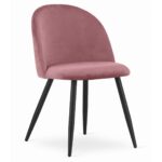 Scaun bucatarie/living, Artool, Bello, catifea, metal, roz, 46x42.5x76.5 cm