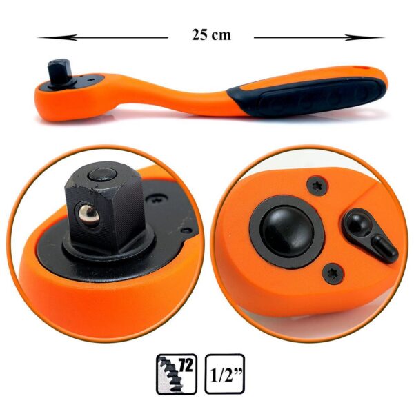 Cheie cu clichet 1/2'' Crom Vanadium acoperit - 25 cm - imagine 2