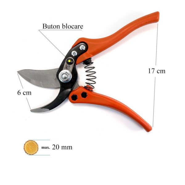 Foarfeca gradina premium, tip bypass, forjata, pentru vita vie, pomi, trandafiri, 23 cm, Strend Pro - imagine 3