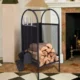 Suport lemne semineu cu accesorii, 60x35x35 cm - imagine 5