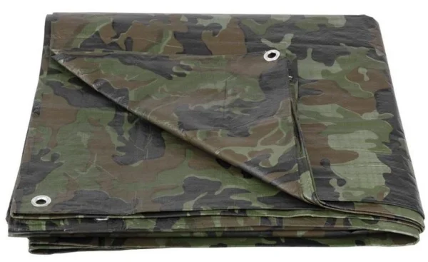 Prelata impermeabila cu inele, 3.9x5.9 m, camuflaj PE, 80 g/mp, 24 mp - imagine 2
