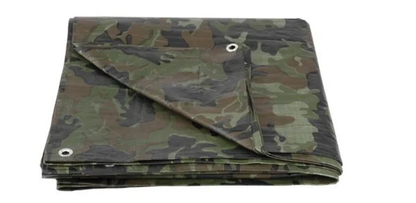 Prelata impermeabila cu inele, 7.9x11.9 m, PE, 80 g/mp, camuflaj, 96 mp - imagine 2