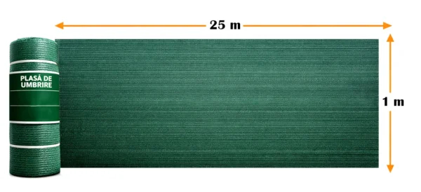 Plasa de umbrire, HDPE, 140 g/mp, grad de umbrire 85%, verde, 25x1 m - imagine 12