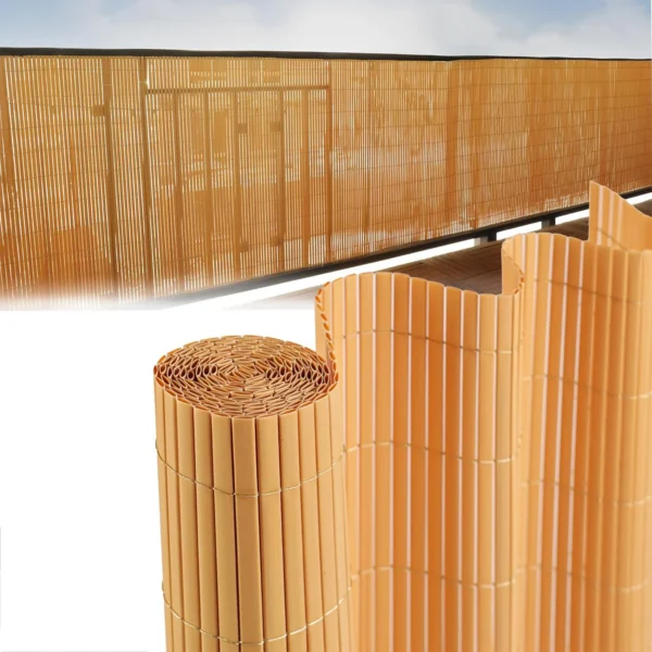 Paravan pentru balcon, terasa, gard PVC, stil bambus, 1300 g/m2, UV, 3x1 m - imagine 5