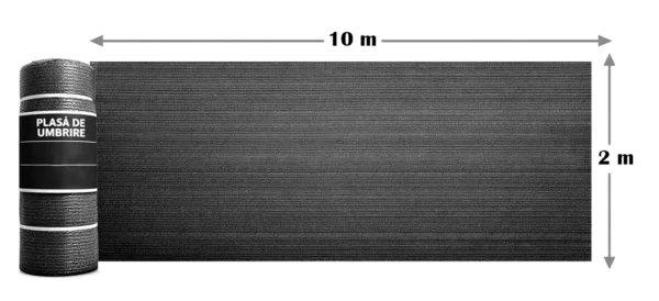 Plasa de umbrire, HDPE, 230 g/mp, grad de umbrire 95%, antracit, 10x2 m - imagine 5