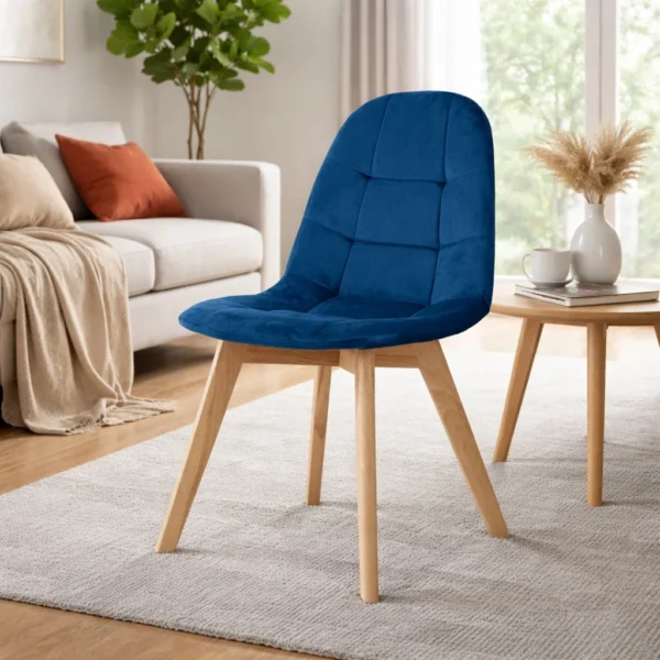 Scaun bucatarie/living, Artool, Bora, catifea, lemn, albastru, 44.5x54x81.5 cm - imagine 7
