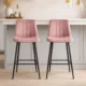 Scaun de bucatarie/bar, Artool, Pozza, catifea, otel, roz si negru, 43x35x104 cm - imagine 6