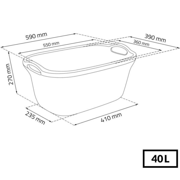 Cos rufe, 2 manere, gri inchis, 40 L, 60x27x39 cm, Curver - imagine 3