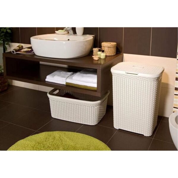 Cos rufe, 2 manere, capac, crem, 60 L, 44x34x61 cm, Curver - imagine 4
