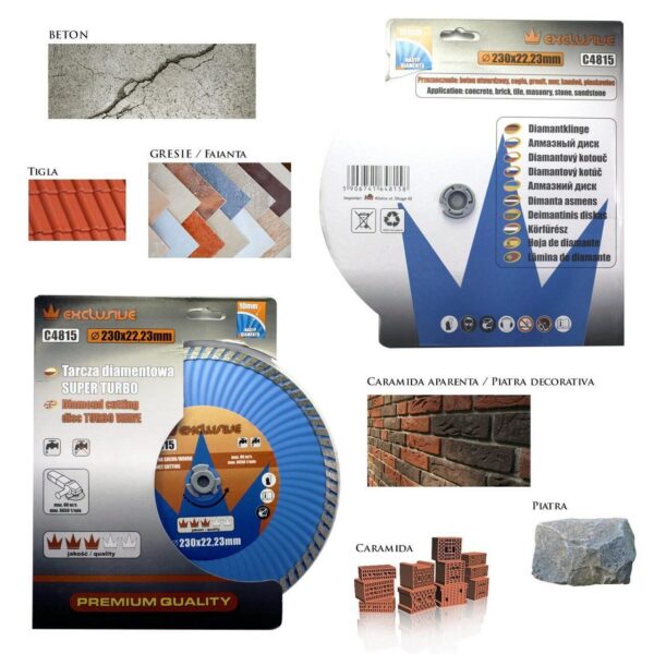 Disc diamantat turbo, beton, taiere umeda si uscata, 230 mm/22.23 mm, Richmann - imagine 2