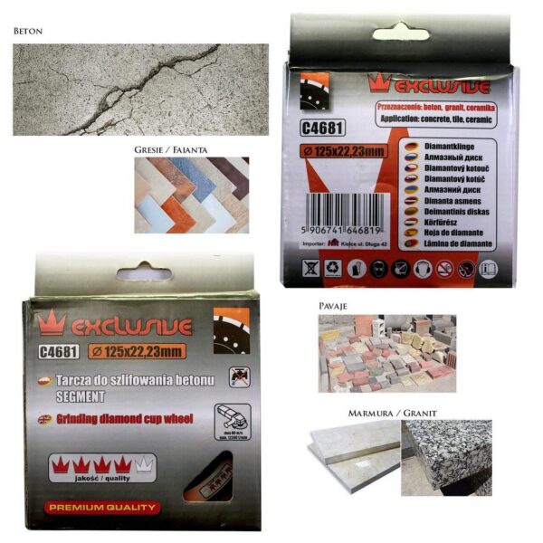 Disc diamantat segmentat, beton, slefuire uscata, 125 mm/22.23 mm, Richmann Exclusive - imagine 2