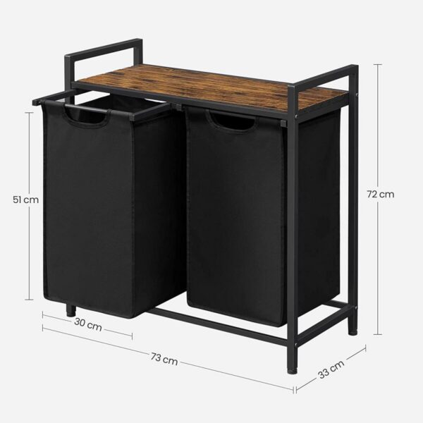 Dulap baie, Leobert, placa MDF, 2 rafturi, maro, 73x33x72 cm - imagine 7