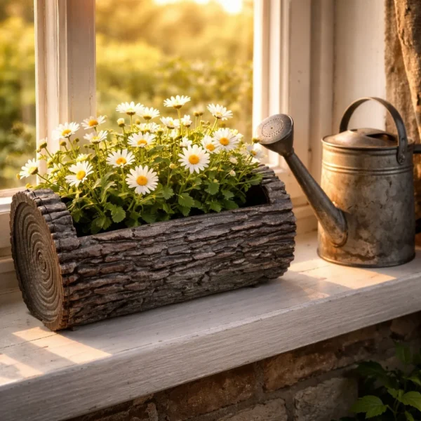 Ghiveci decorativ pentru flori model scoarta copac 34x21cm - imagine 4