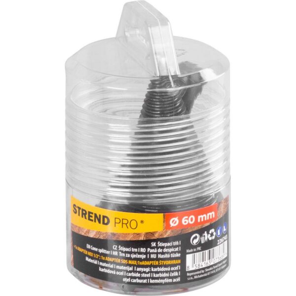 Con despicator lemn pentru bormasina, Strend Pro, cu 3 adaptoare, SDS MAX, HEX 1/2", 60 mm - imagine 5