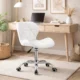 Scaun de birou, Artool, Avola, rotativ, piele ecologica, alb, 53.5x55.5x73.5-84.5 cm - imagine 7