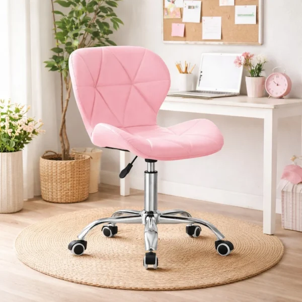 Scaun de birou, Artool, Avola, rotativ, piele ecologica, roz, 53.5x55.5x73.5-84.5 cm - imagine 7
