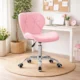 Scaun de birou, Artool, Avola, rotativ, piele ecologica, roz, 53.5x55.5x73.5-84.5 cm - imagine 7