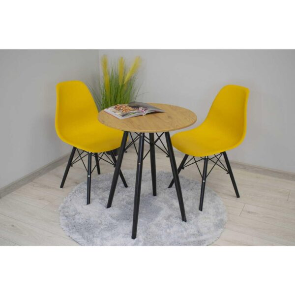Masa stil scandinav, Artool, rotund, MDF si lemn, natur, 60x73 cm - imagine 3