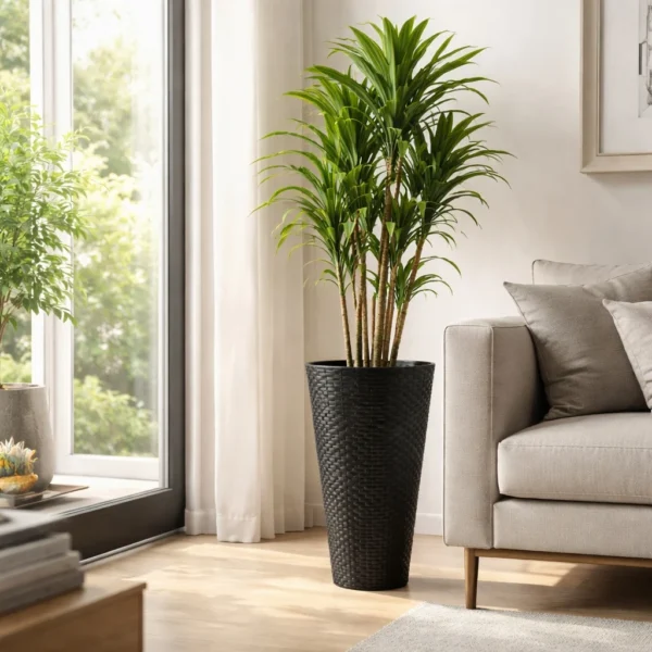 Ghiveci decorativ de flori, Prosperplast, Matuba Slim, rotund, inalt, 55 cm, antracit - imagine 5