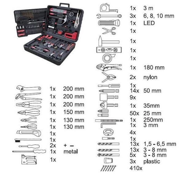Trusa scule, uz casnic, set 141 piese, Strend Pro - imagine 5
