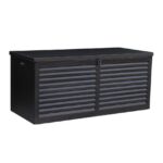 Lada depozitare de gradina, capac cu telescop, negru, 490 L, 146.4x61x64.4 cm