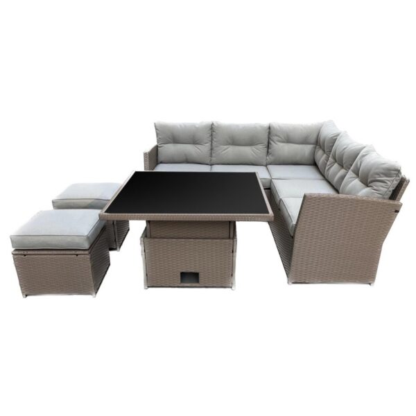 Set mobilier gradina/terasa, poliratan, maro si crem, 1 masa, 2 tabureti, 1 canapea colt, Chomik, Cassy - imagine 1