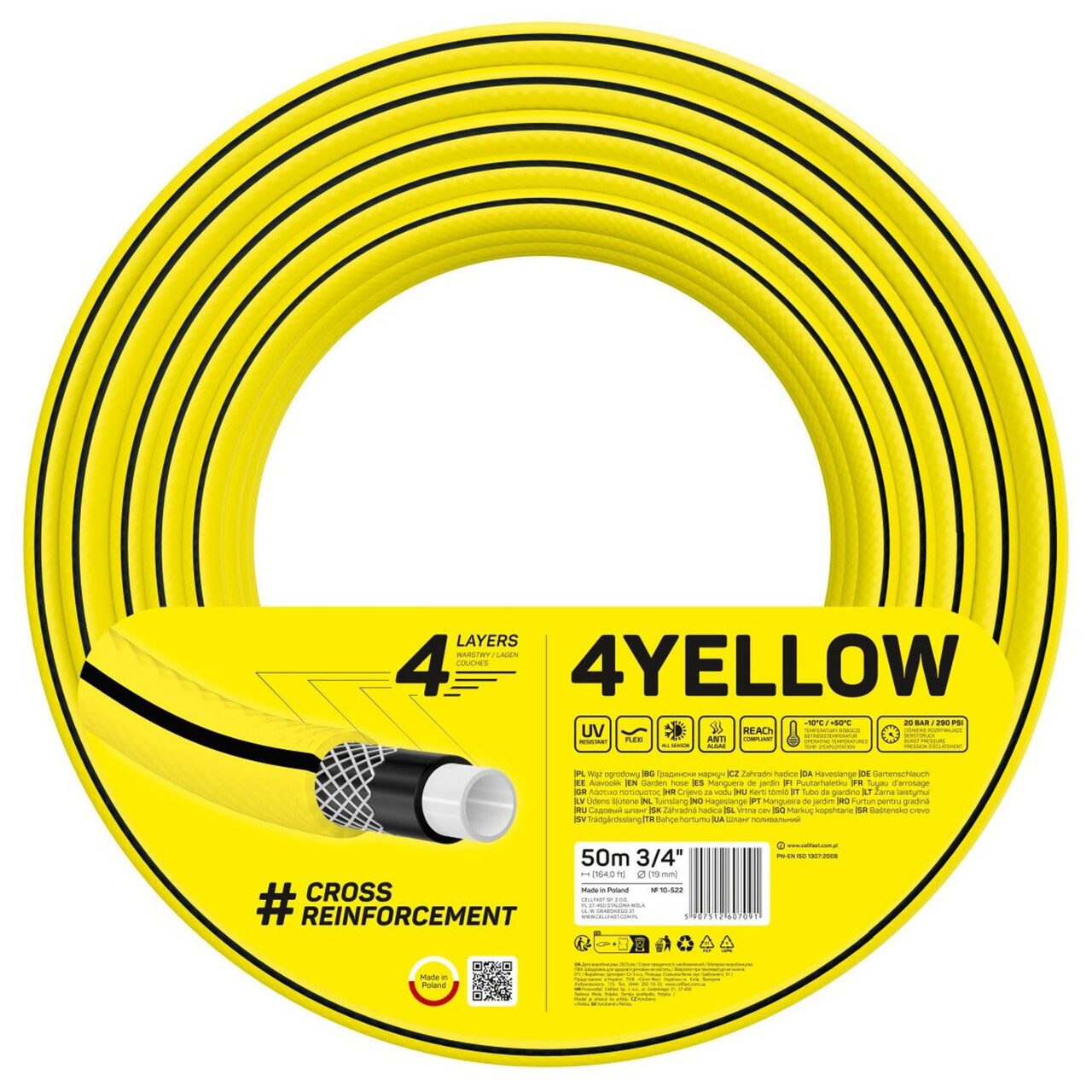 242864013_big.jpg Furtun gradina, Cellfast Yellow, 4 straturi, 3/4", 50 m - imagine 1