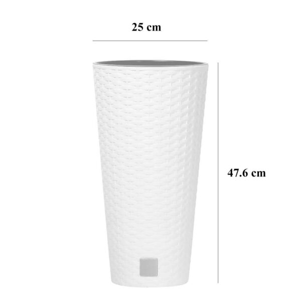 Ghiveci decorativ de flori, rotund inalt, 25x47.6 cm, cafeniu, imitatie ratan, Rato - imagine 3