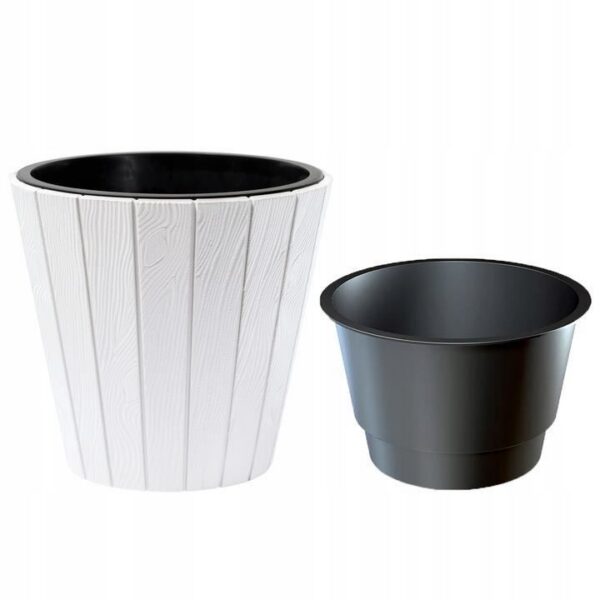 Ghiveci decorativ pentru flori, rotund, alb, 48.8x45.7 cm, Woode  - imagine 2