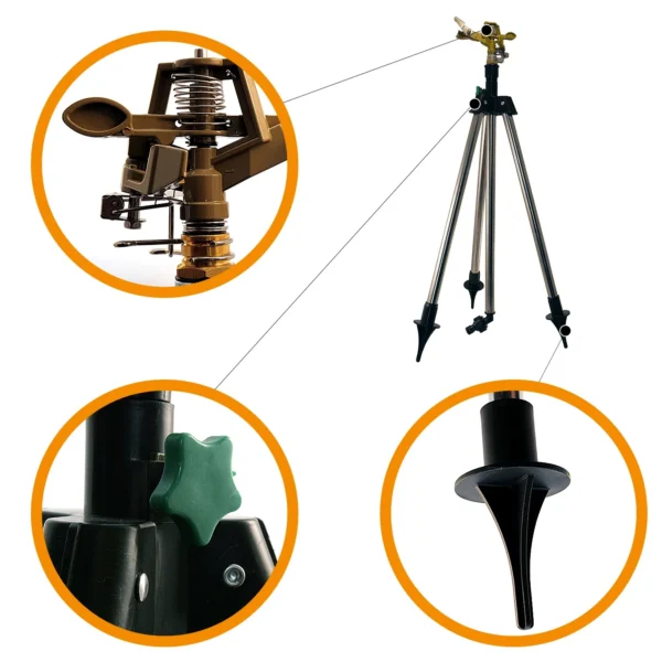 Aspersor pulsatoriu, zincat, cu trepied telescopic, 550-905 mm - imagine 4