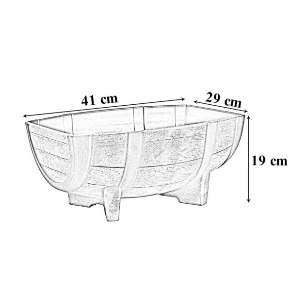 Ghiveci pentru flori, model butoi teak, 41x29x19 cm - imagine 2