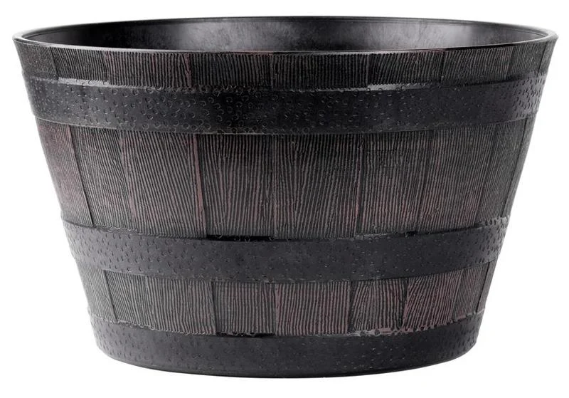 Ghiveci decorativ de flori, rotund, model lemn, teak, 38x28 cm 1 Ghiveci decorativ de flori, rotund, model lemn, teak, 38x28 cm