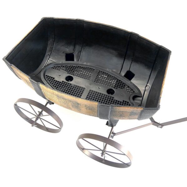 Vas de flori tip butoi, cu carucior, 41.5x29x19 cm, Strend Pro - imagine 2