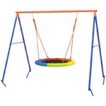 Complex de joaca, leagan tip cuib de barza, multicolor, 196x172x180 cm