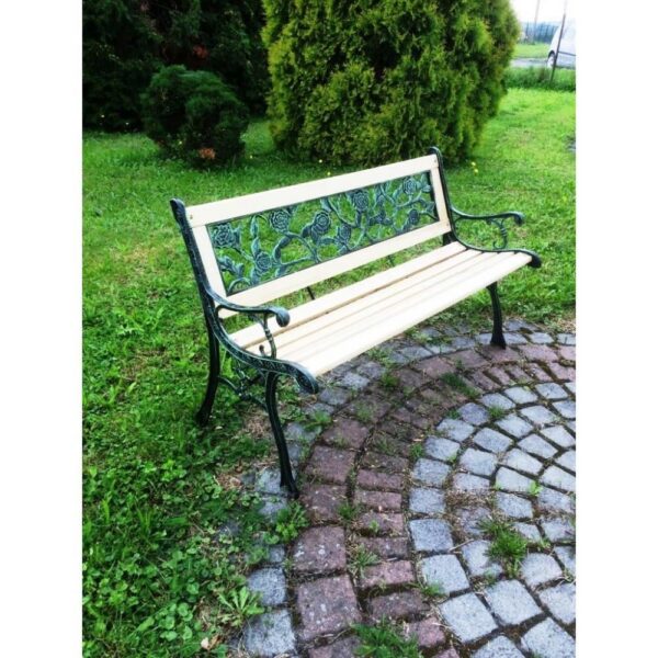 Banca de gradina, metal, lemn, plastic, 122x56x74 cm, Diana - imagine 5
