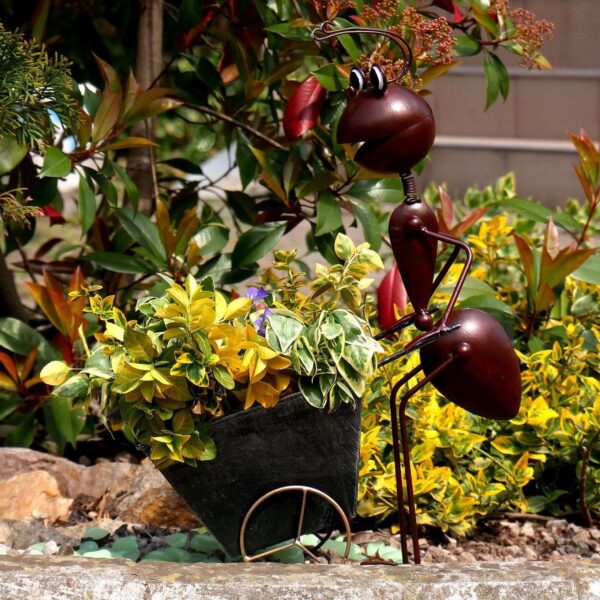 Decoratiune gradina, metalica, furnica cu roaba, 11x37x46 cm - imagine 2