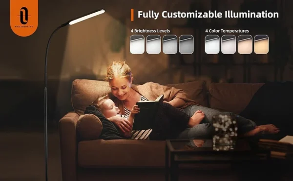 Lampa de podea LED TaoTronics TT-DL072, ajustabile 4 tipuri de culoare, 4 niveluri de luminozitate - Alba - imagine 8