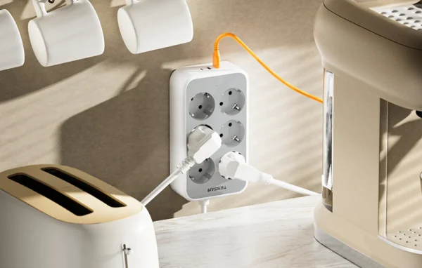 Prelungitor Tessan TS-PS02DE, 6 prize, 2 X USB-A, 1X USB-C, incarcare rapida 25W - imagine 7