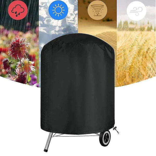 Husa protectie gratar gradina, rotund, impermeabila, neagra, 42x49 cm, Strend Pro - imagine 3